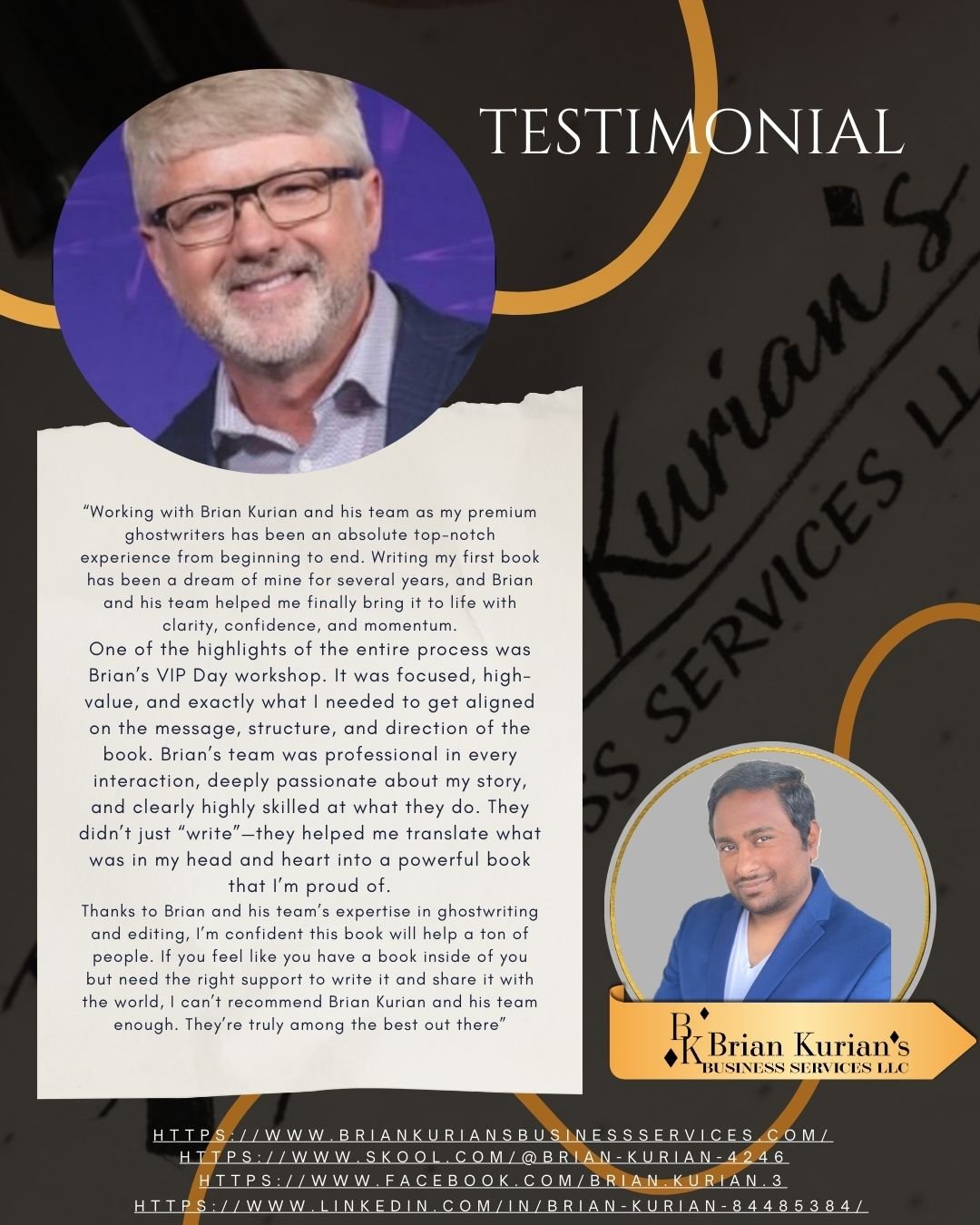 Michael Woods written testimonial graphic