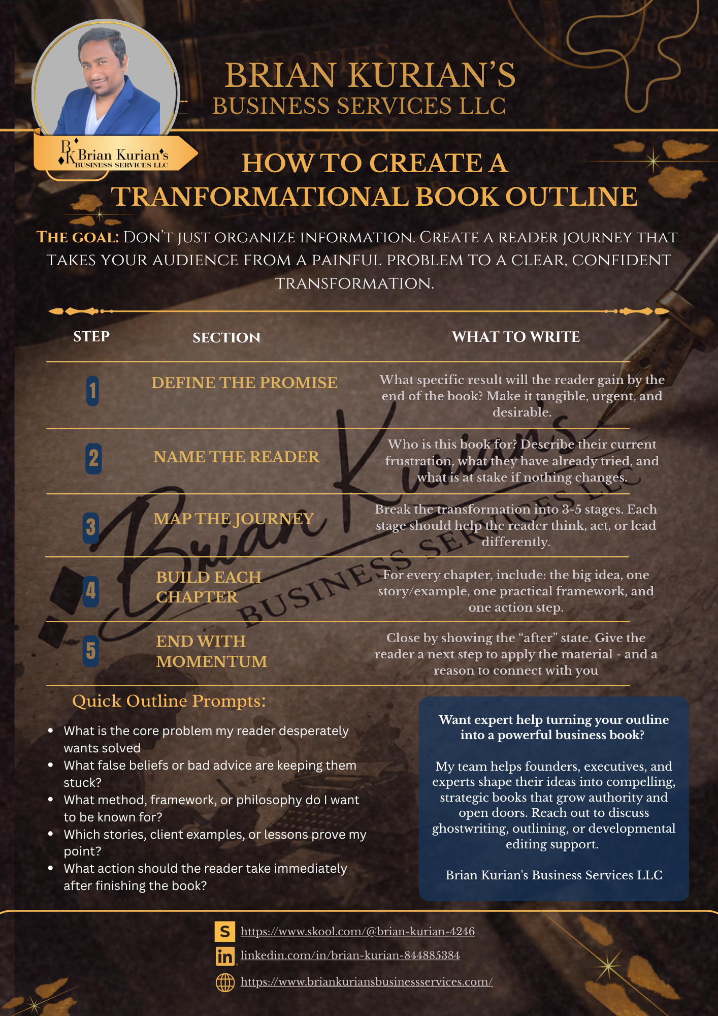 BKBS transformational book outline flyer